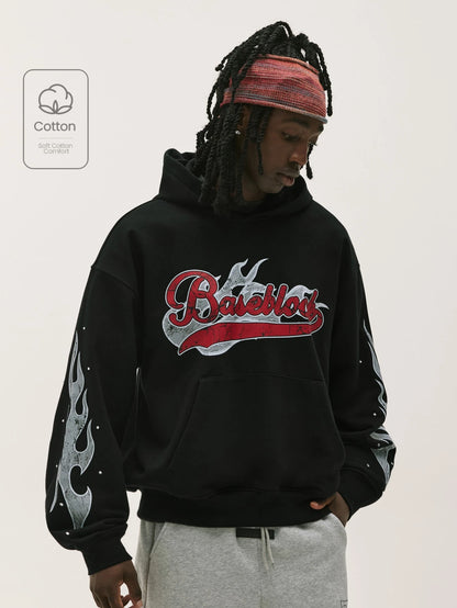 Men's Y2K Gothic Flame Pullover Hoodie