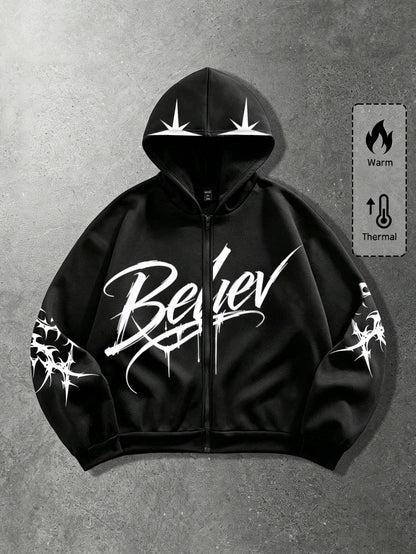 Men's Y2K Graphic Full-Zip Hoodie