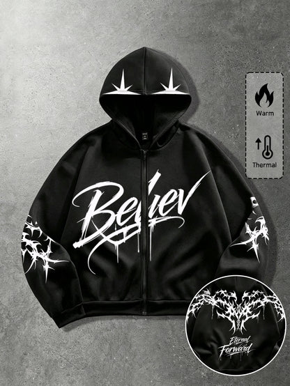 Men's Y2K Graphic Full-Zip Hoodie