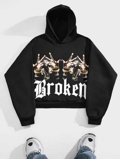 Men's Y2K Graphic Knit Loose Hoodie