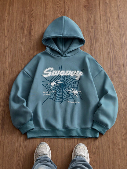 Men's Y2K Spiderweb Light Blue Hoodie