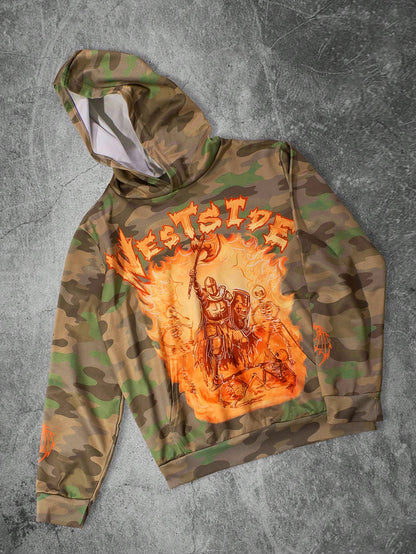 Mens Camo Fire Knight 'Wests...' Graphic Hoodie