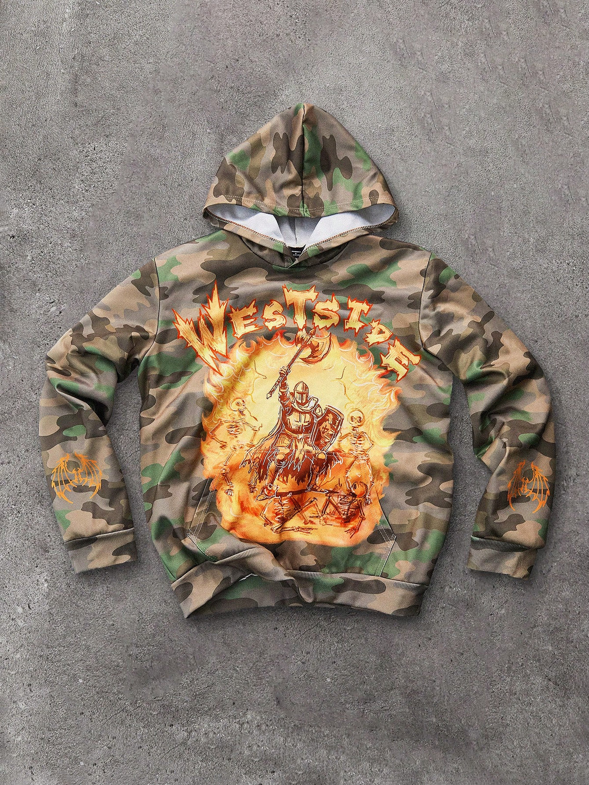 Mens Camo Fire Knight 'Wests...' Graphic Hoodie
