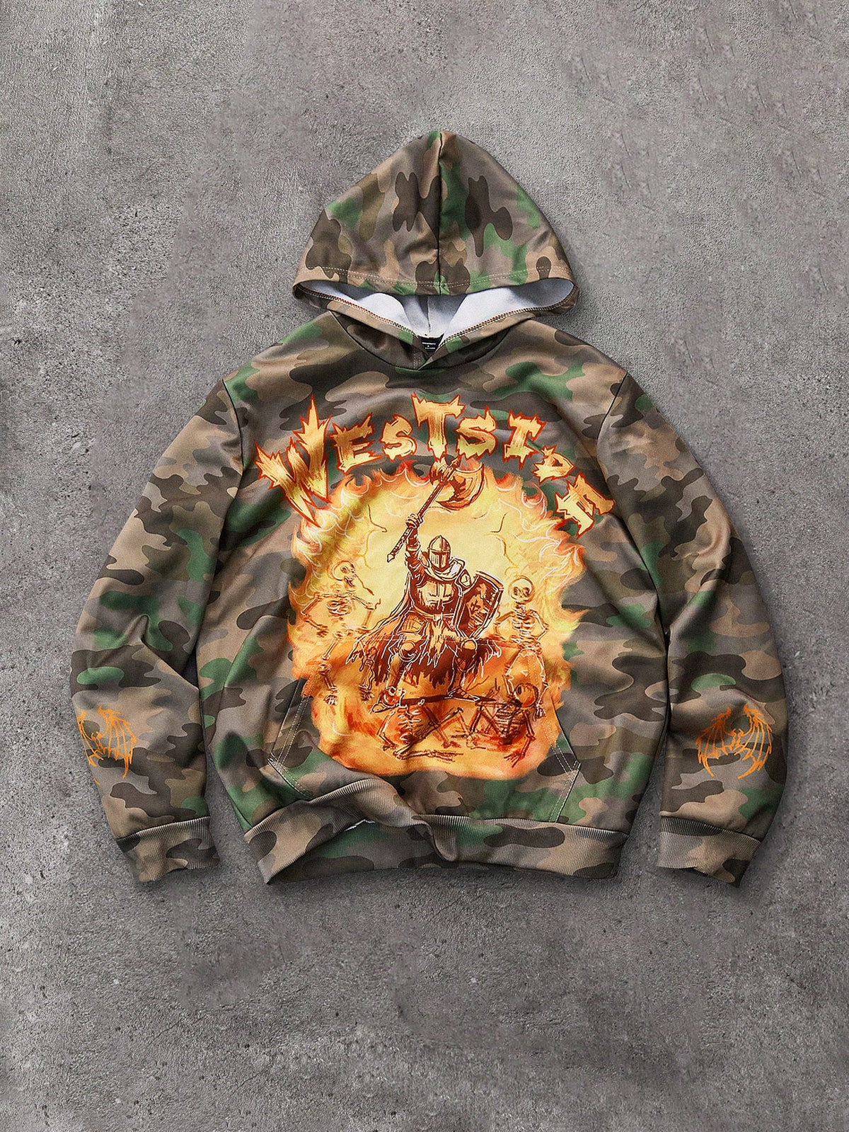 Mens Camo Fire Knight 'Wests...' Graphic Hoodie