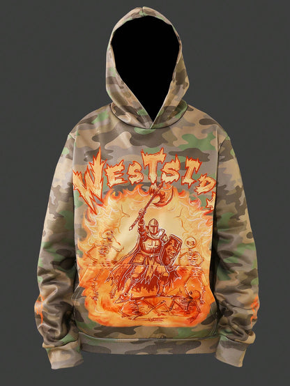 Mens Camo Fire Knight 'Wests...' Graphic Hoodie