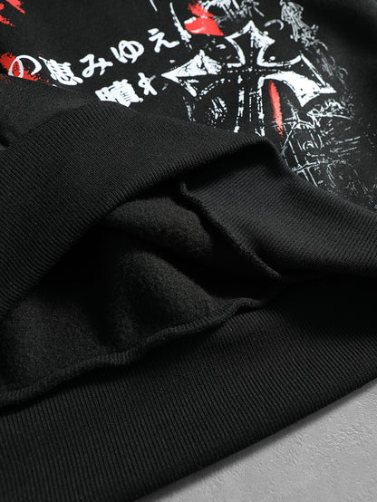 Mens Oversized Graphic Anime Gothic Polyester Hoodie