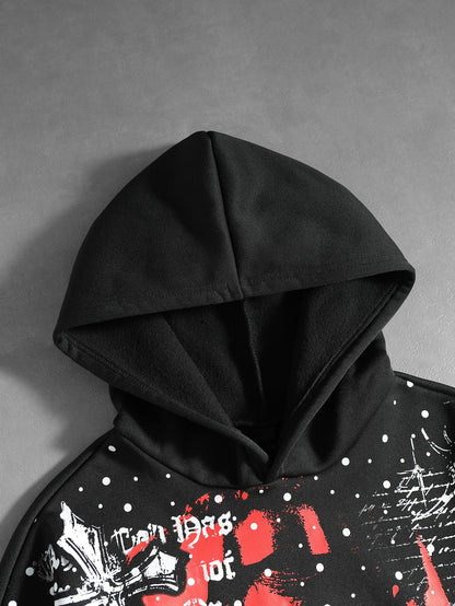Mens Oversized Graphic Anime Gothic Polyester Hoodie