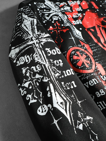 Mens Oversized Graphic Anime Gothic Polyester Hoodie