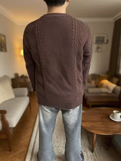 Men’s Casual College Commuter Style Simple Knit Long Sleeve Sweater