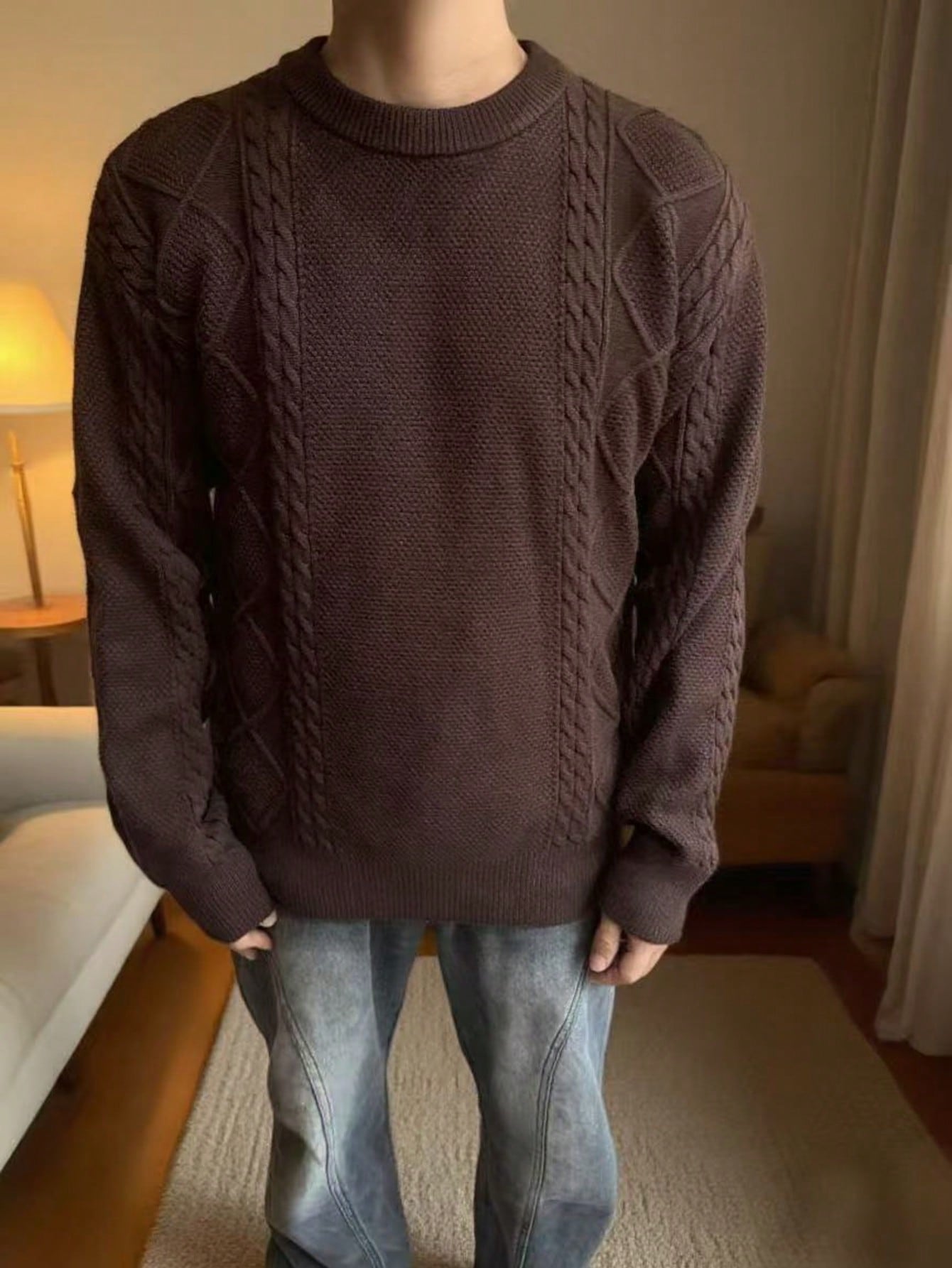 Men’s Casual College Commuter Style Simple Knit Long Sleeve Sweater