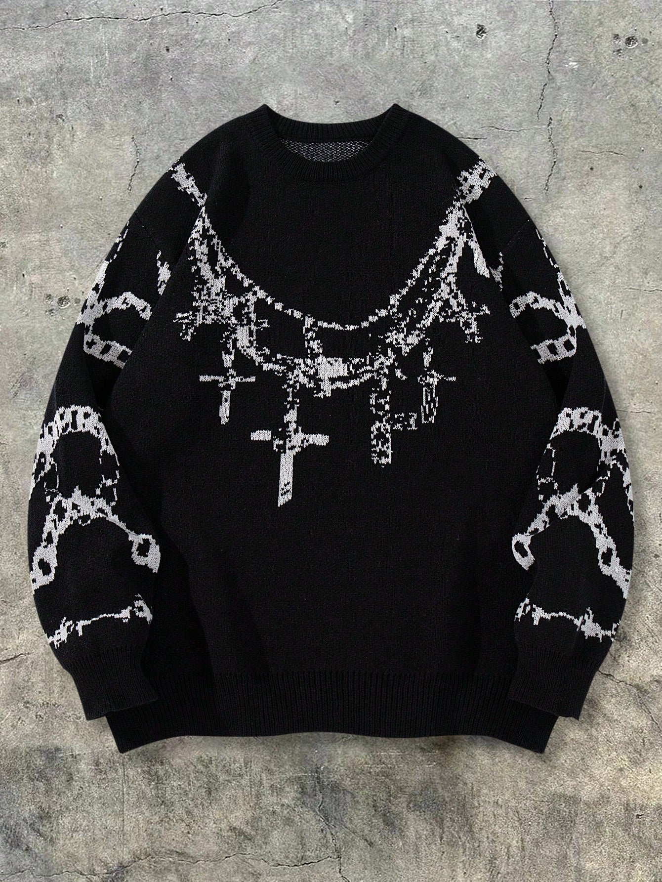 Men’s Vintage Cross Knit Pullover Effortless Streetwear for Autumn & Winter