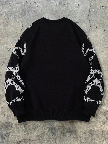 Men’s Vintage Cross Knit Pullover Effortless Streetwear for Autumn & Winter