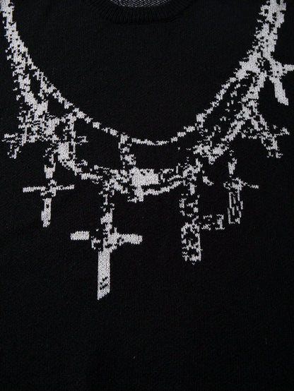 Men’s Vintage Cross Knit Pullover Effortless Streetwear for Autumn & Winter