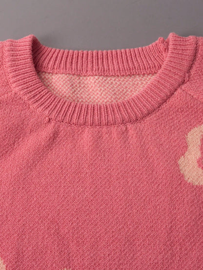 Cute Cloud Pattern Distressed Cute Knitted Crew Neck Long Sleeve Sweater