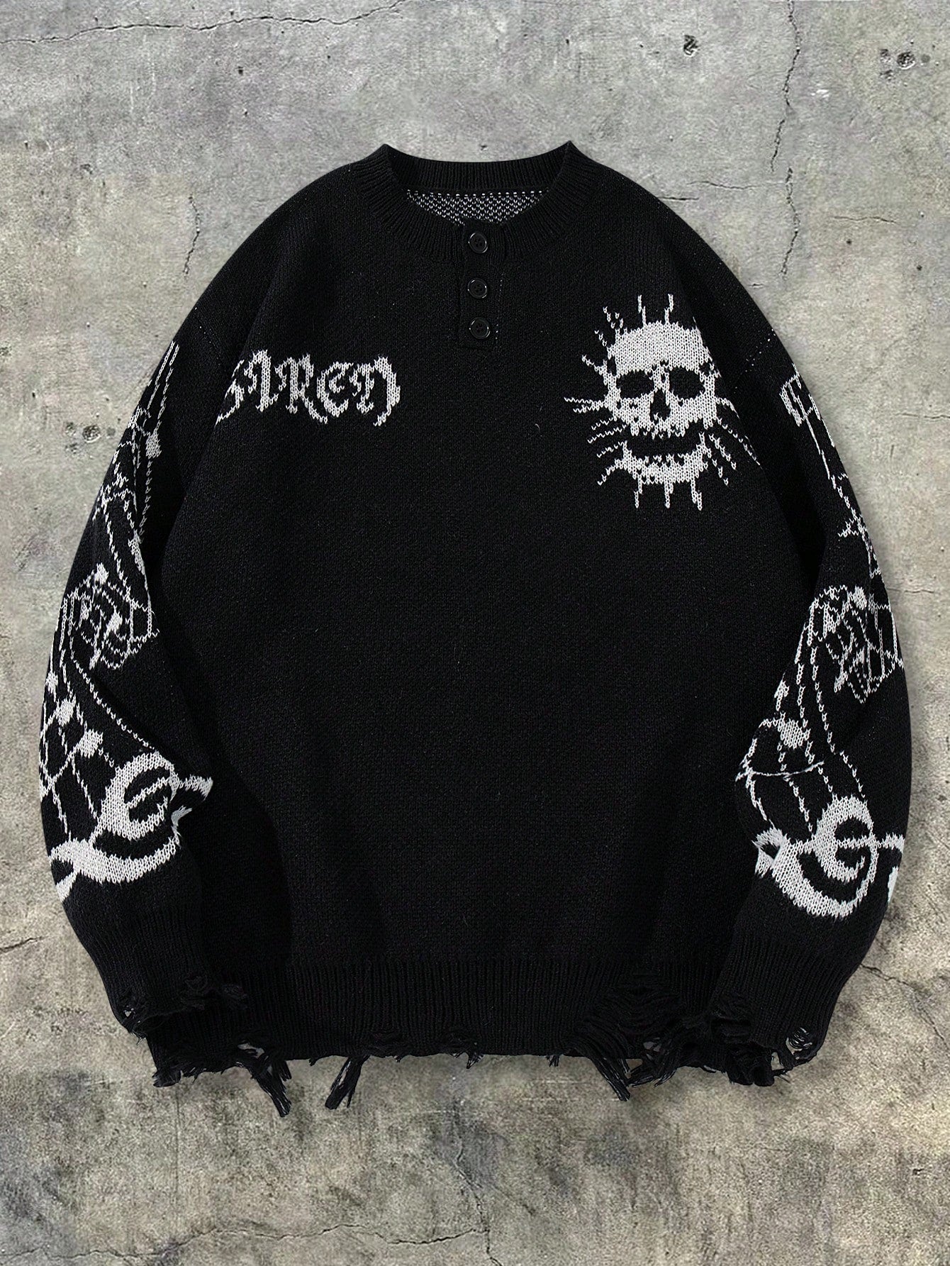 Men’s Gothic Skull & Music Note Knitted Sweater