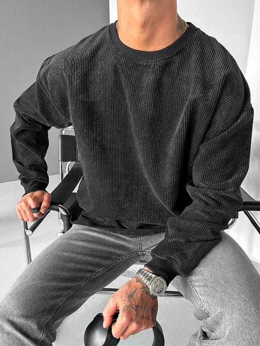 Men’s Casual Old Money Corduroy Sweatshirt