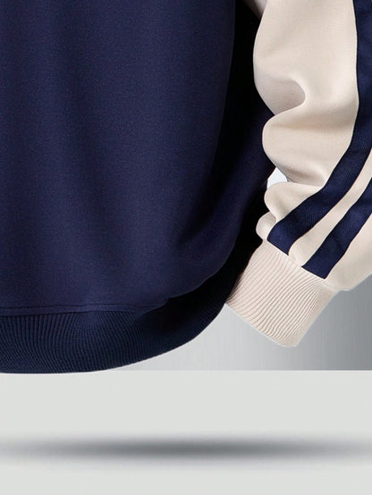 Men’s Raglan Sleeve Striped Half-Zip Sweatshirt