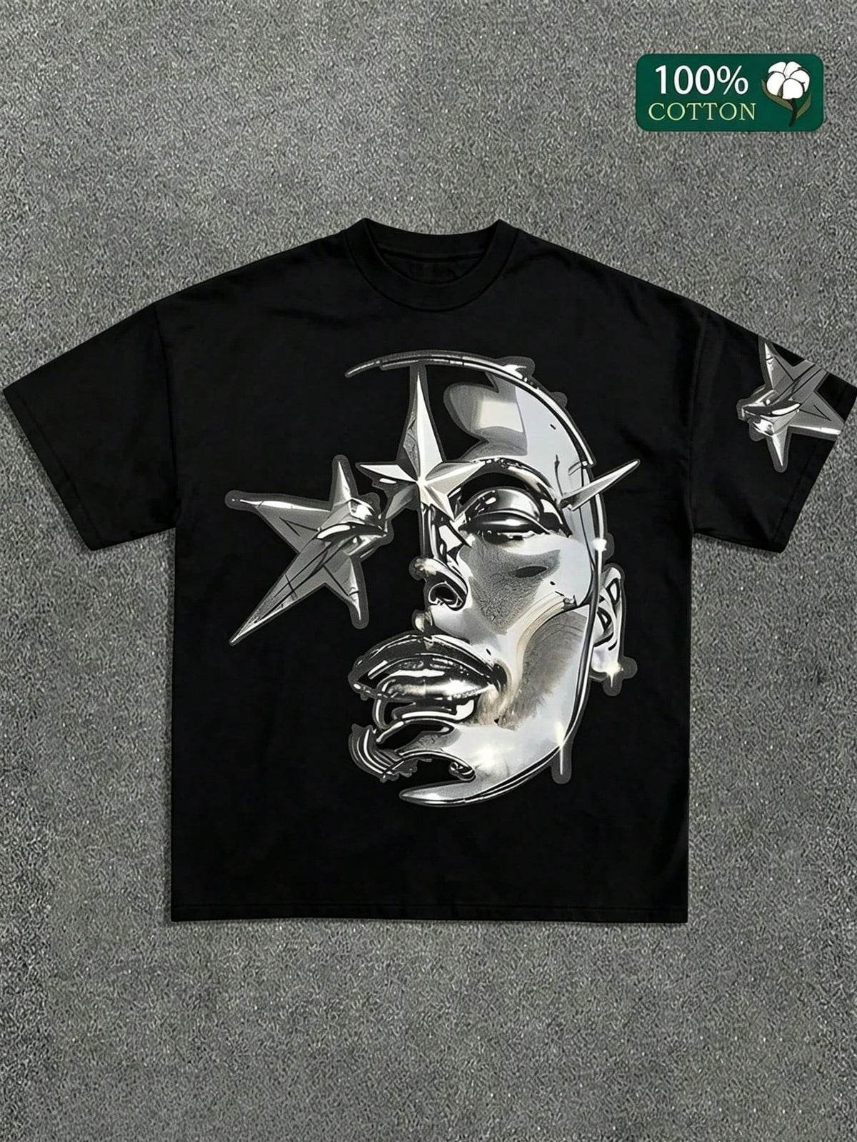 Metallic Face Star Graphic T-Shirt