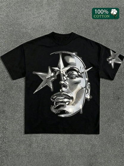 Metallic Face Star Graphic T-Shirt