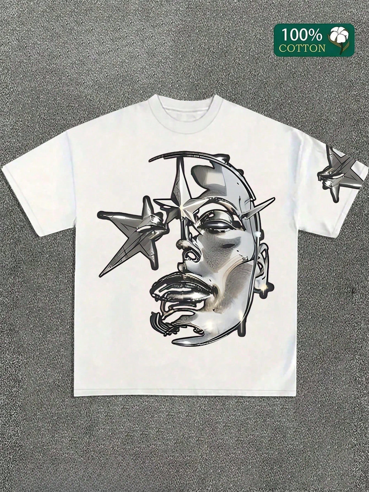 Metallic Face Star Graphic T-Shirt