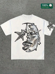 Metallic Face Star Graphic T-Shirt