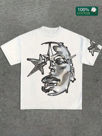 Metallic Face Star Graphic T-Shirt