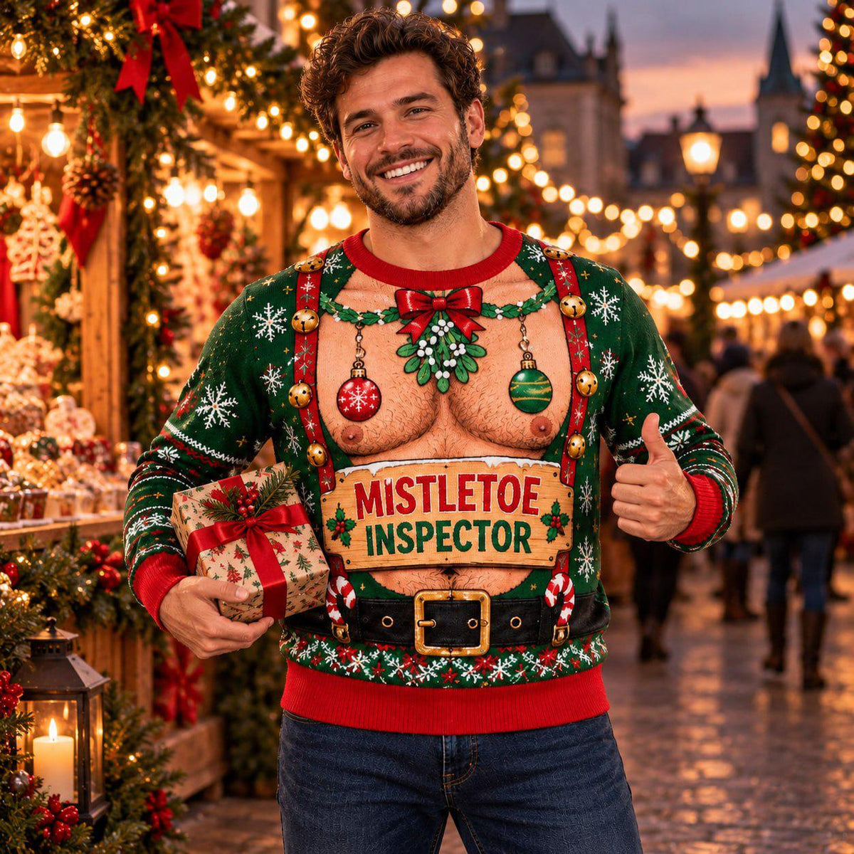 Mistletoe Inspector Sexy Chest Christmas Sweater