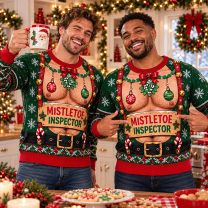Mistletoe Inspector Sexy Chest Christmas Sweater