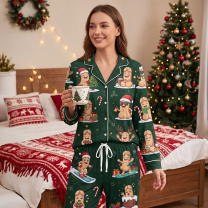 Funny Christmas Pajama Set - Personalized Button Up Pajama Set 01TYTI050926
