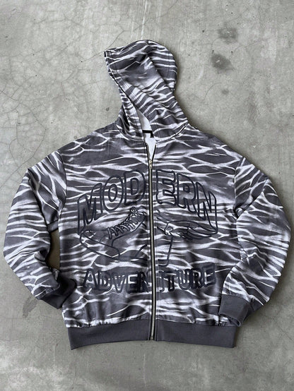 Modern Adventure Graphic Zip-Up Hoodie