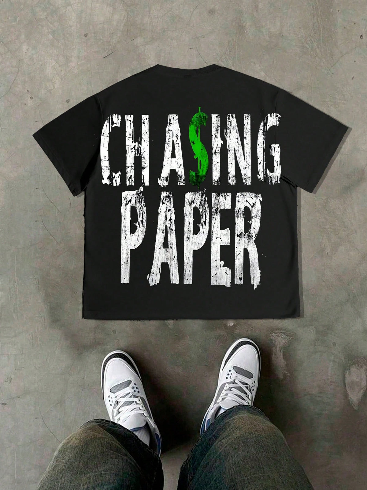 Money Fan Graphic Vintage Black T-Shirt