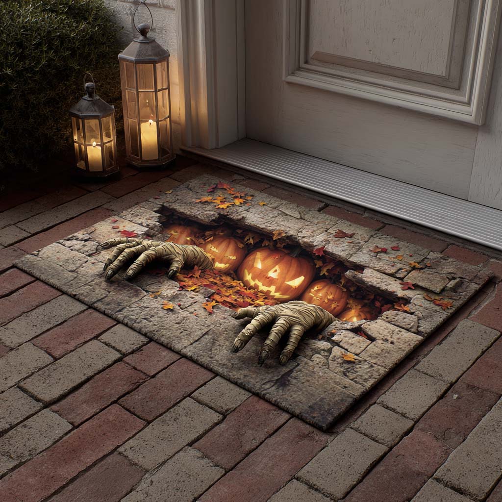 Monster Hands & Pumpkins Halloween Gate Doormat