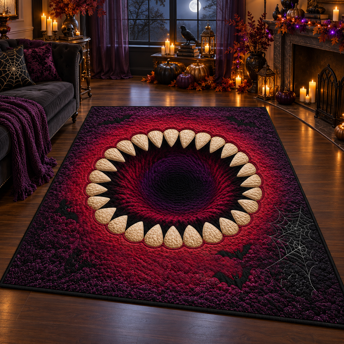 Monster Teeth Abyss Vortex Halloween Area Rug