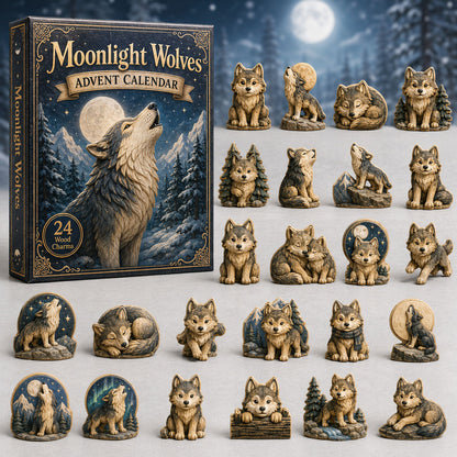CHRISMAST KICKOFF 40% OFF - Moonlight Wolves Realm Advent Calendar 2026 - 24-Day Festive Countdown, Wooden Charms Blind Box - Gift For Animals Lovers AC0TH142
