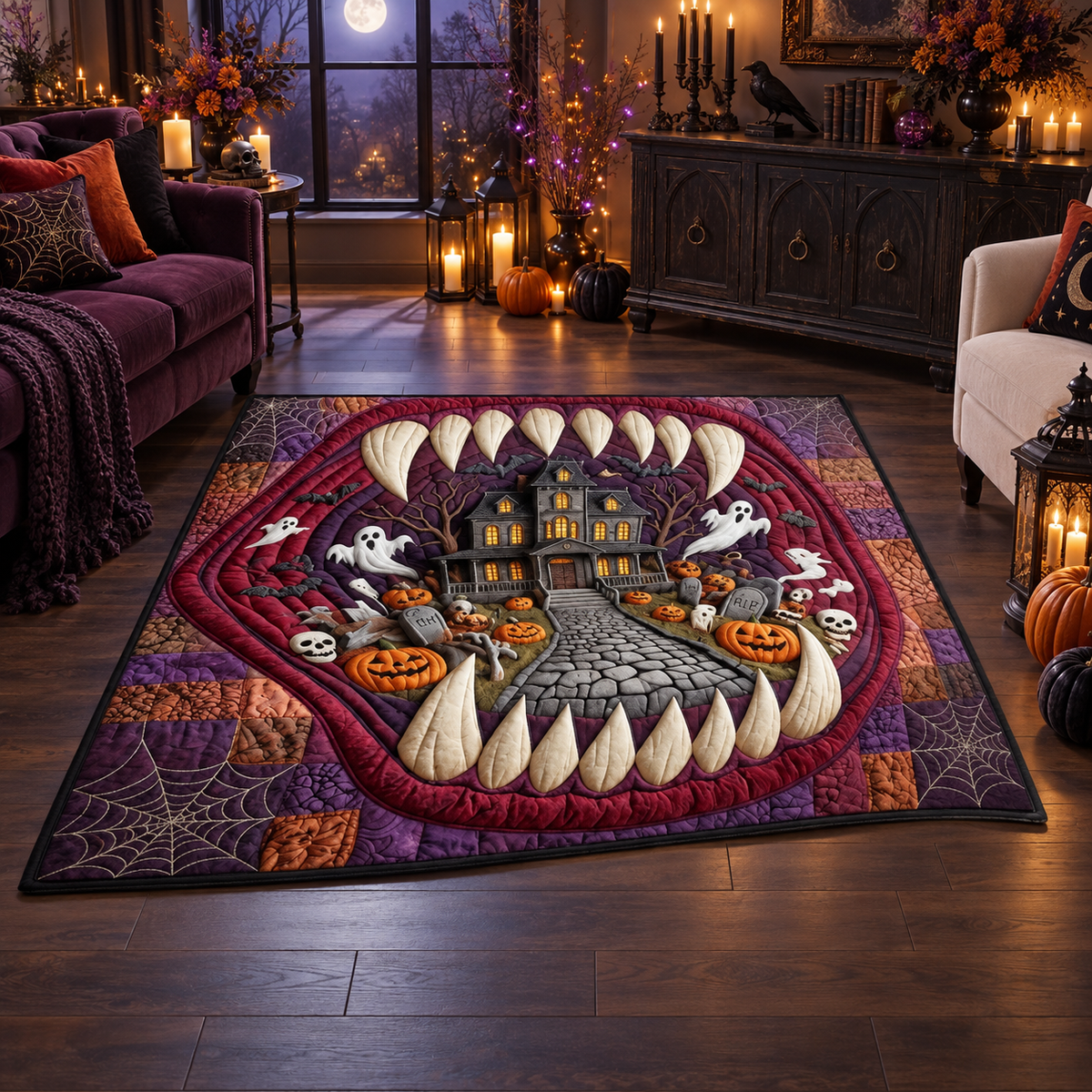 Mouth Haunted Mansion Halloween Area Rug
