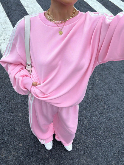 Women’s Pink Oversized Sweatshirt & Sweatpants 2 Piece Set