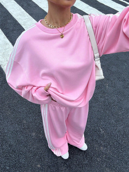 Women’s Pink Oversized Sweatshirt & Sweatpants 2 Piece Set