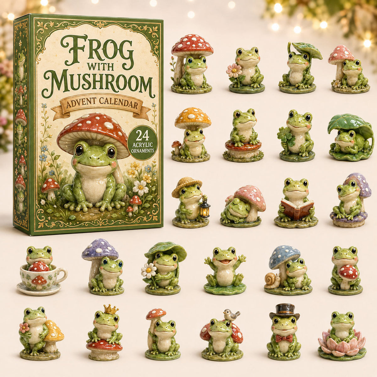 CHRISTMAS KICKOFF 40% OFF - Mushroom Frog Advent Calendar 2026 - 24-Day Festive Countdown, Acrylic Charms Blind Box - Gift For Frog Lovers