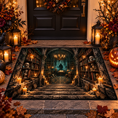 Mystic Wizard Library Dungeon Halloween Doormat Outdoor Decor