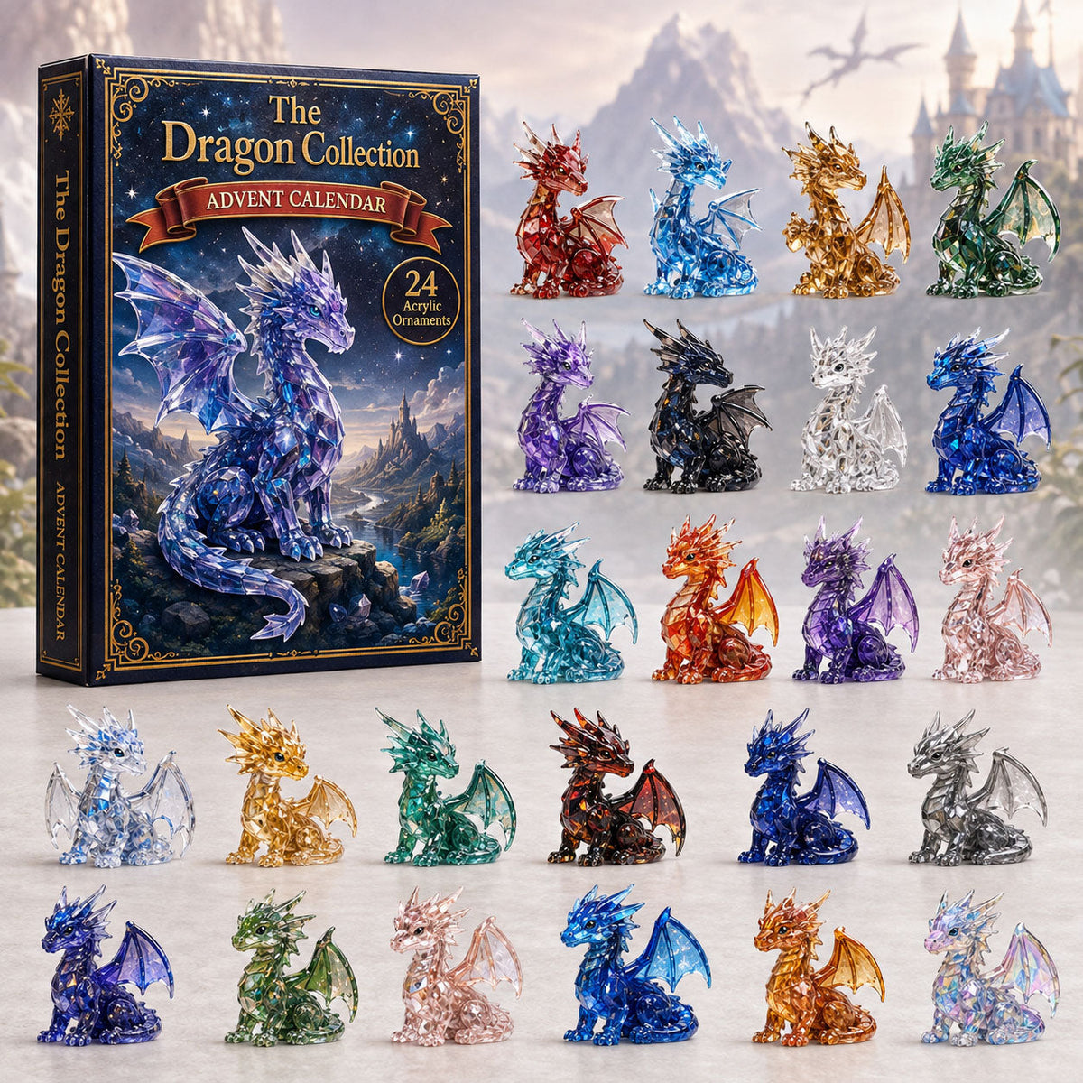 CHRISTMAS KICKOFF 40% OFF - Mystic Dragon Advent Calendar 2026 - 24-Day Festive Countdown, Acrylic Charms Blind Box - Gift For Dragon Lovers