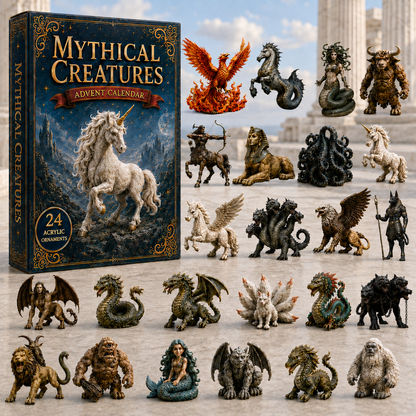 CHRISTMAS KICKOFF 40% OFF - Mythical Creatures Advent Calendar 2026 - 24-Day Festive Countdown, Acrylic Charms Blind Box - Gift For Fantasy Lovers AC0HA026