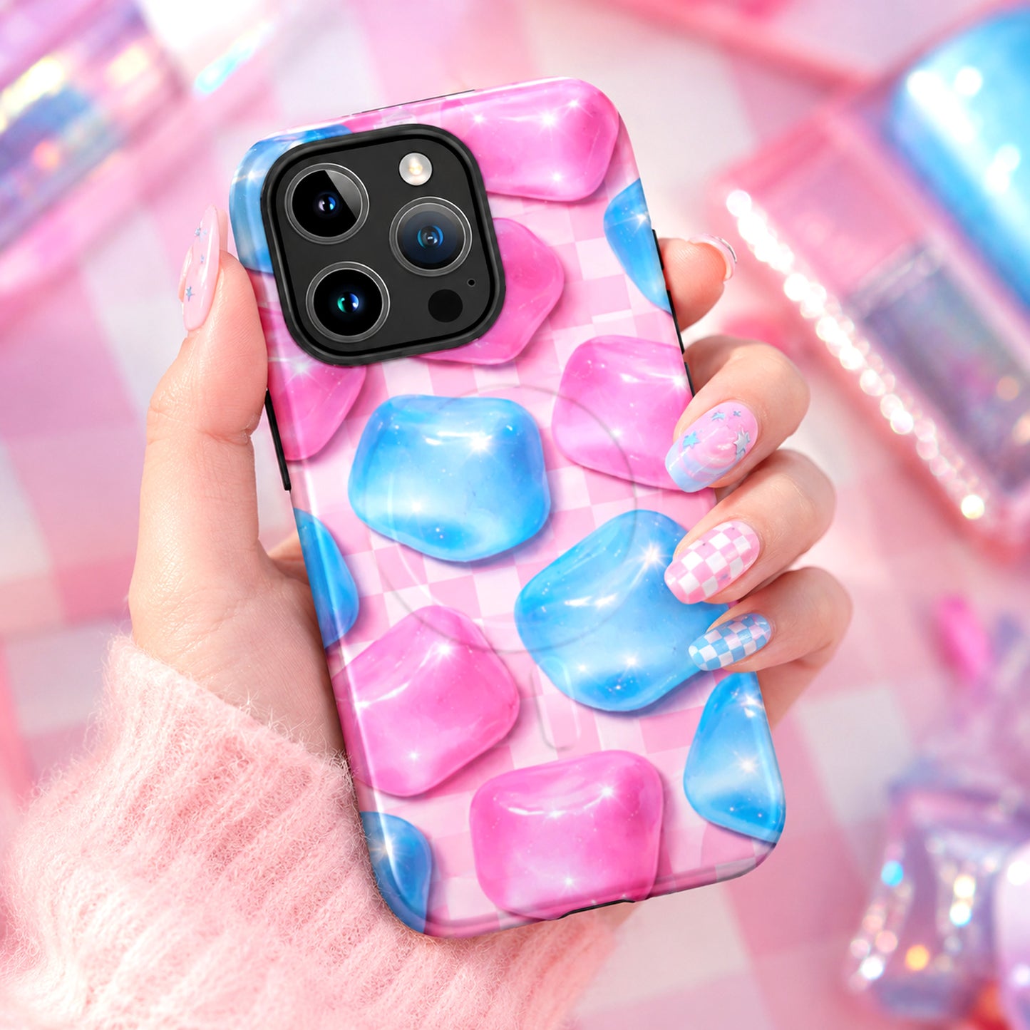 NeeDoh Pink Blue Nice Cube Checker Phone Case