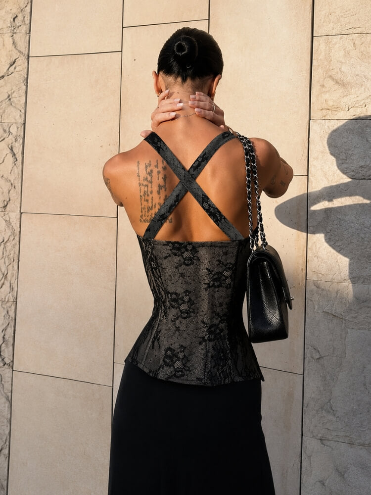 Noir Sheer Corset Top