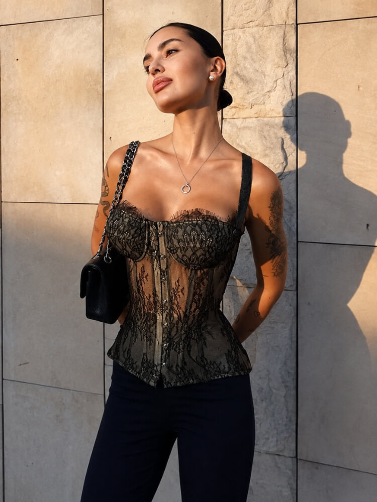 Noir Sheer Corset Top