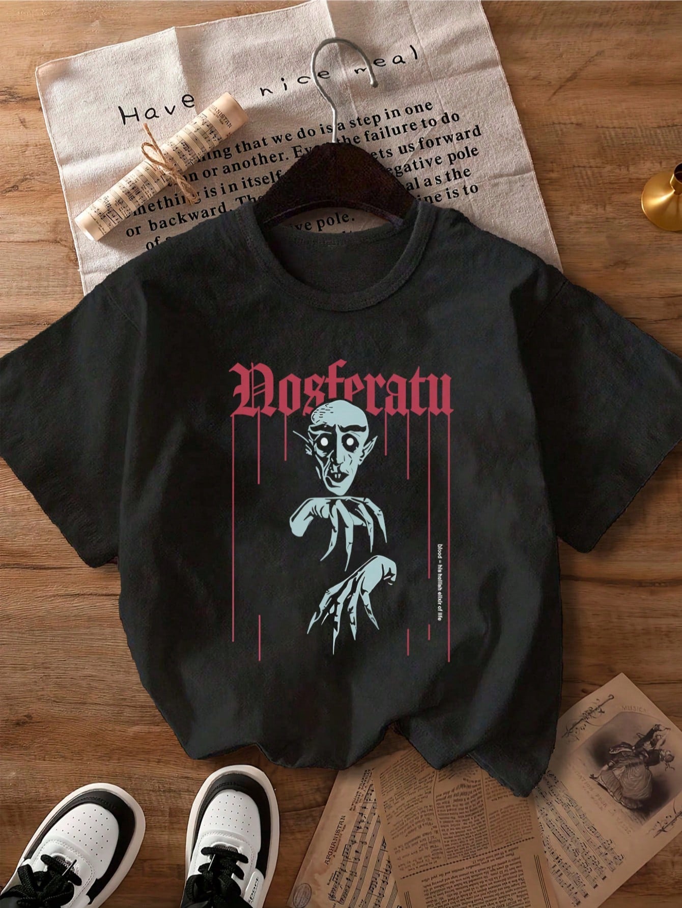 Nosferatu Vintage Vampire Horror Graphic Black Tee