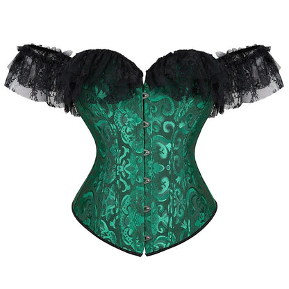 Off-Shoulder Red Lace Corset Top