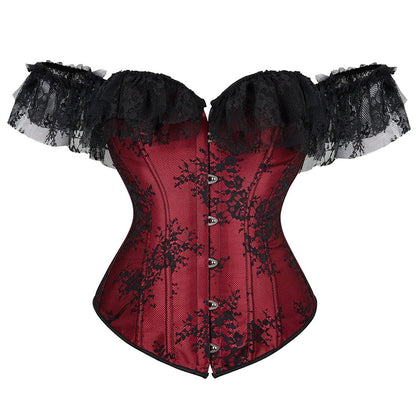 Off-Shoulder Red Lace Corset Top