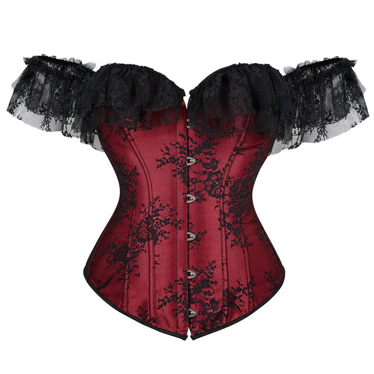 Off-Shoulder Red Lace Corset Top