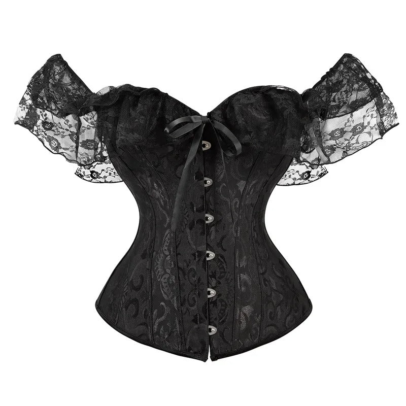 Off-Shoulder Red Lace Corset Top
