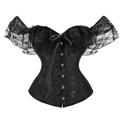 Off-Shoulder Red Lace Corset Top